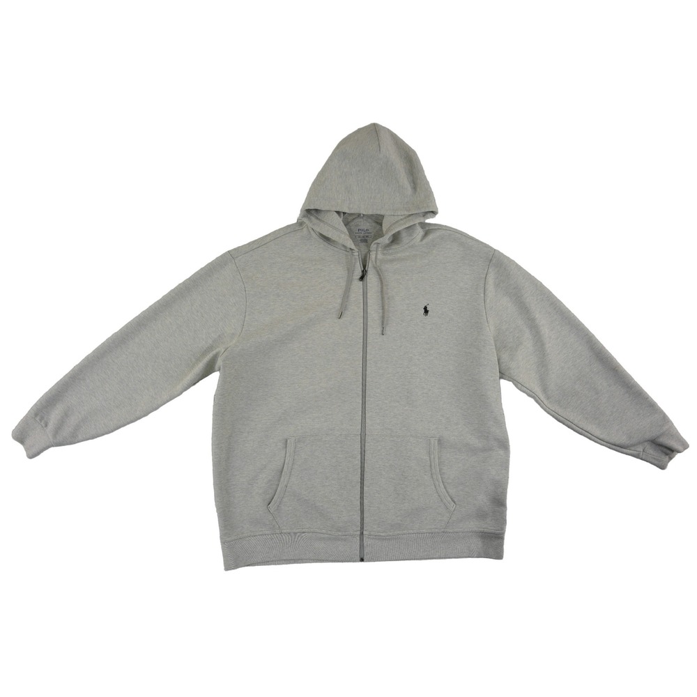 Polo Ralph Lauren Hoodie Men's 3XLT Gray Full Zip Pony Logo Tall Sweatshirt